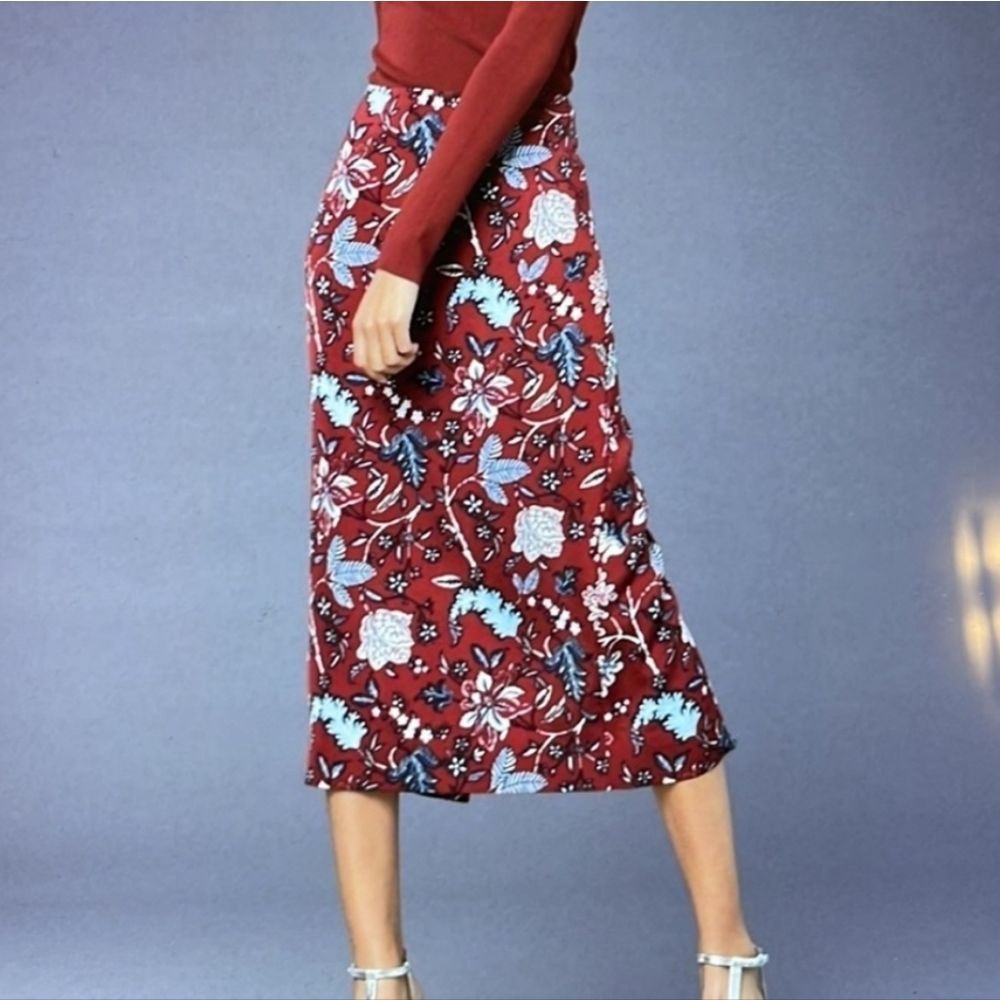 Diane Von Furstenberg Red Floral Midi Skirt